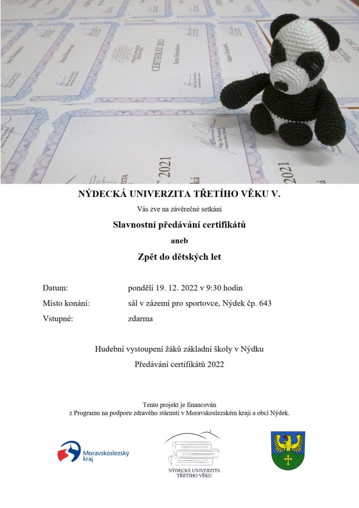 Slavnostní předávání certifikátů